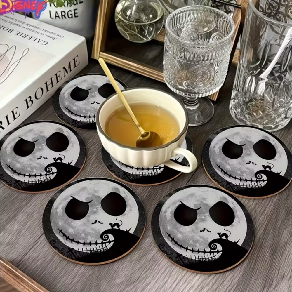 {NEW} Disney Black and White Jack Skellington Coaster Set (6 Pieces)